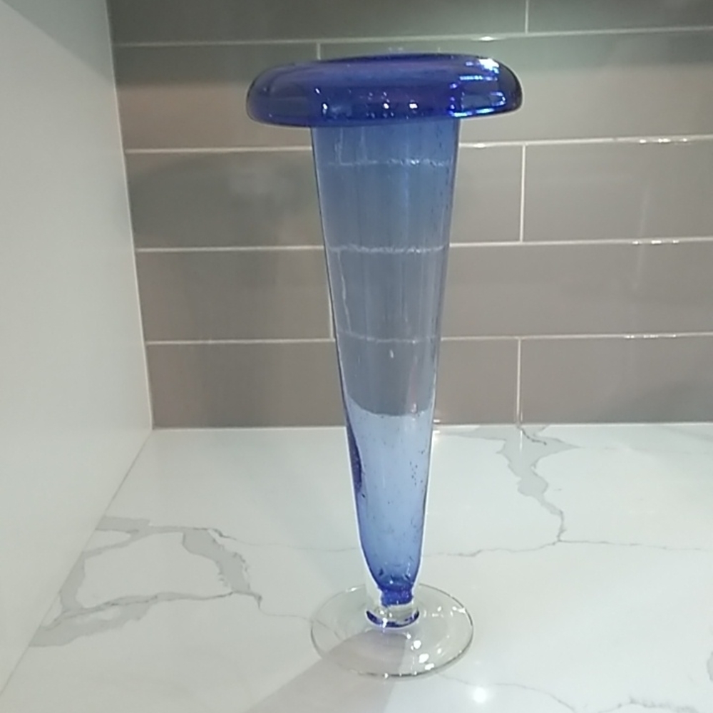 Bubble Glass Trumpet Shaped Vase